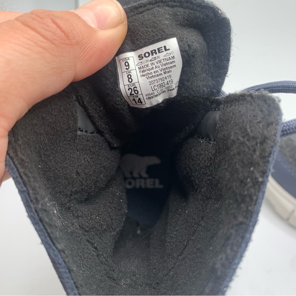 NWOB Sorel Kids Explorer Cozy toddler blue & grey snow boots size 9 NEW - Picture 9 of 9